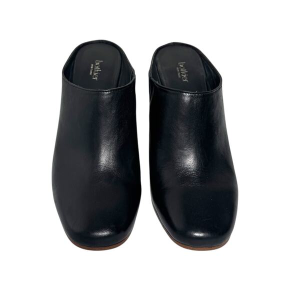 Botkier Sherry Black Leather Mules Wooden Heels - Size 8 - Picture 2 of 11